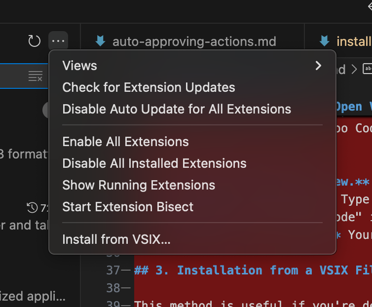 VS Code的'从VSIX安装'对话框