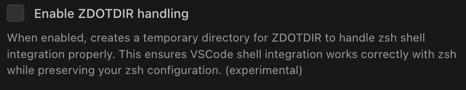 启用 ZDOTDIR 处理复选框